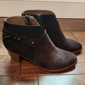 Anyi Lu/ Vanessa Suede Booties/ Leather Brown Ankle Boots/ Size 37